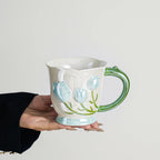 Hand-Painted Tulip Ceramic Mug Creative Floral Coffee Cup High-Quality Tea & Water Cup