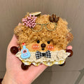 Handmade Natural Pod Doll Pendant Fuzzy Teddy-Style Pod Dall Bag Charm with Glasses & Guitar Decor