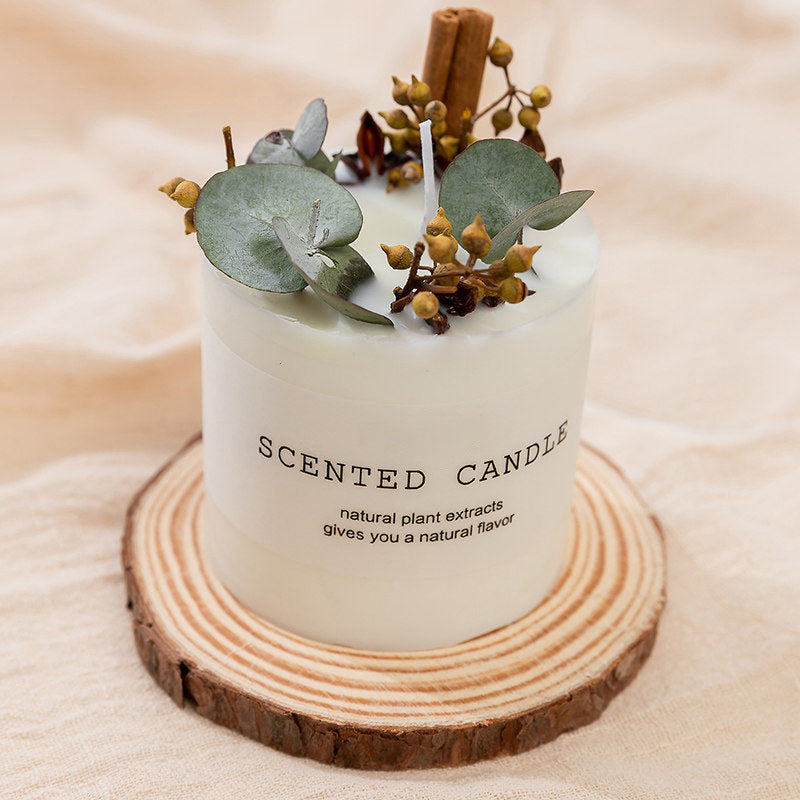 Lemon Verbena Scented Soy Wax Candle Dried Herbs & Flowers Candle with Rosewood Orange Blossom