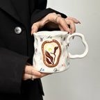 Charming Irregular Ditsy Flower Ceramic Mug Unique Cute Pottery Tea Cup