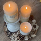 English Pear & Freesia Scented Candle Set with Wooden Tray & Holder