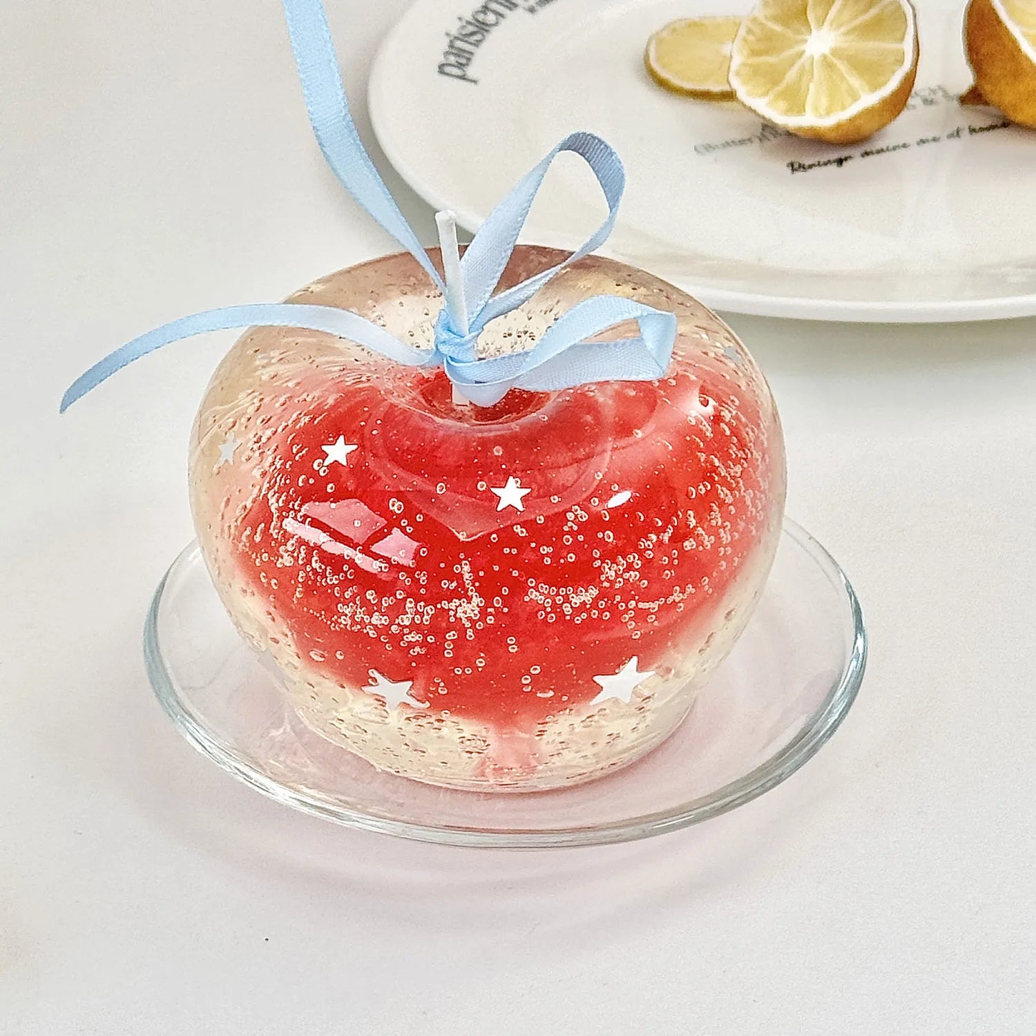 Scarlet Star Wish Apple Jelly Wax Candle Gift Box with Tray & Card