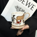 Cartoon Papillon Grey Ceramic Mug Dog Patterns Porcelain Mug