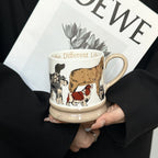 Cartoon Papillon Grey Ceramic Mug Dog Patterns Porcelain Mug