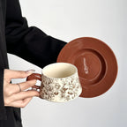 Hand-Painted Floral Ceramic Coffee Cup & Saucer Set Premium Ceramic Pottery Mug Tea Cup