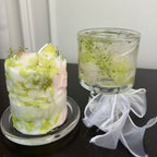 Fairy Trail Green Dried Flower Scented Candle Gift Set with Holder & Tea Lights Handmade Soy Wax Candle