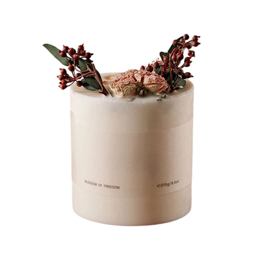 Fruity Allure Scented Candle with Dried Flowers Large 270g Handmade Cylinder Soy Wax Candle