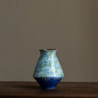 Retro Blue Ceramic Vase Living Luxury High-End Decorative Porcelain Flower Vase