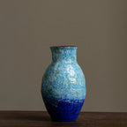 Retro Blue Ceramic Vase Living Luxury High-End Decorative Porcelain Flower Vase