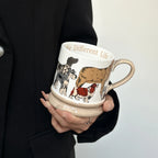 Cartoon Papillon Grey Ceramic Mug Dog Patterns Porcelain Mug
