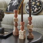 Beaded French Stone Candle Holder Vintage Mid-century Candlestick Tabletop Centerpiece