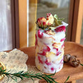 Muse Romantic Rose Dried Flower Scented Candle White & Pink Aromatherapy Decor Candle for Home Gifts & Weddings