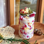 Muse Romantic Rose Dried Flower Scented Candle White & Pink Aromatherapy Decor Candle for Home Gifts & Weddings