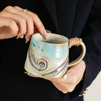Vintage Crackled Glaze Ceramic Mug with Unique Shape Luxury Ceramic Cup Drinkware