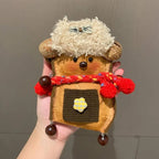 Cute Dual-Face Soybean Pod Doll Purse Charm Fluffy Hair Glasses & Scarf Decorated Natural Plant Bean Pod Doll
