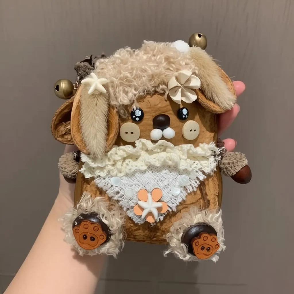 Bear & Sheep Double-sided Soybean Pod Doll Bag Charm Handicrafts Natural Plant Bean Pod Artwork
