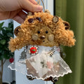 Double-sided Soybean Pod Dog Doll Bag Charm Natural Plant Plush Pod Craft with Fluffy Ears & Stylish Dresses