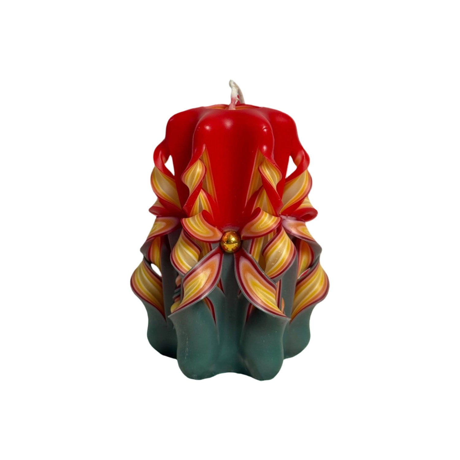 Hand Carved Christmas Candle Artisan Sculptural Holiday Candle Gift