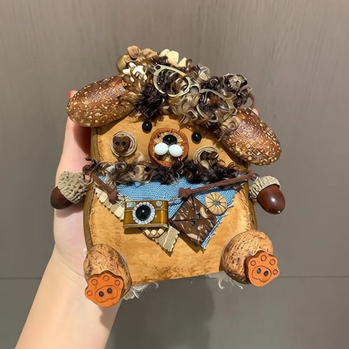 Bear & Sheep Double-sided Soybean Pod Doll Bag Charm Handicrafts Natural Plant Bean Pod Artwork