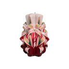 Hand Carved White and Red Christmas Candle Three-Dimensional Sculptural Candle Gift