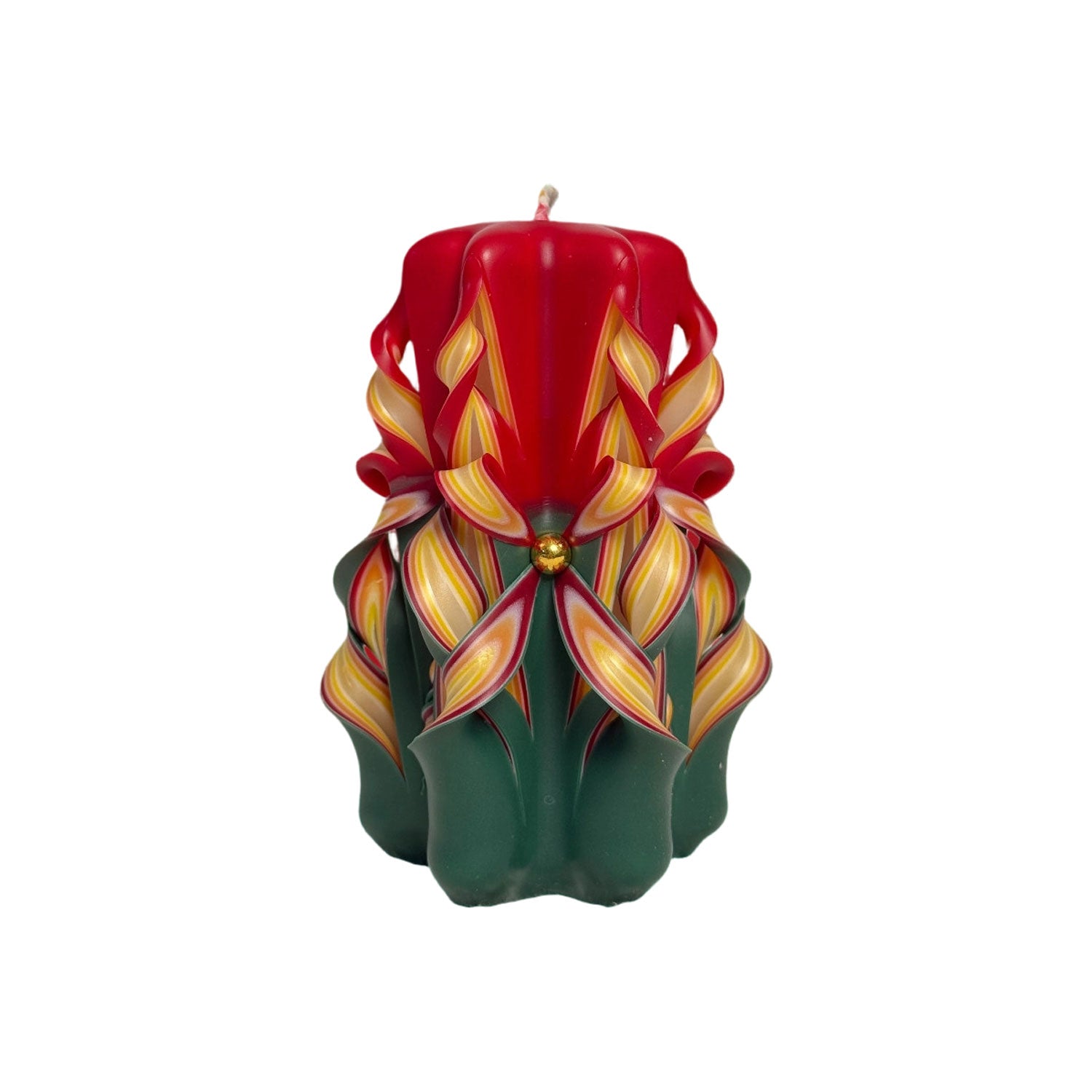 Hand Carved Christmas Candle Artisan Sculptural Holiday Candle Gift