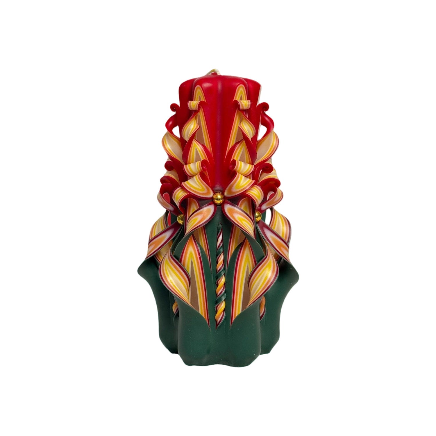 Hand Carved Christmas Candle Artisan Sculptural Holiday Candle Gift