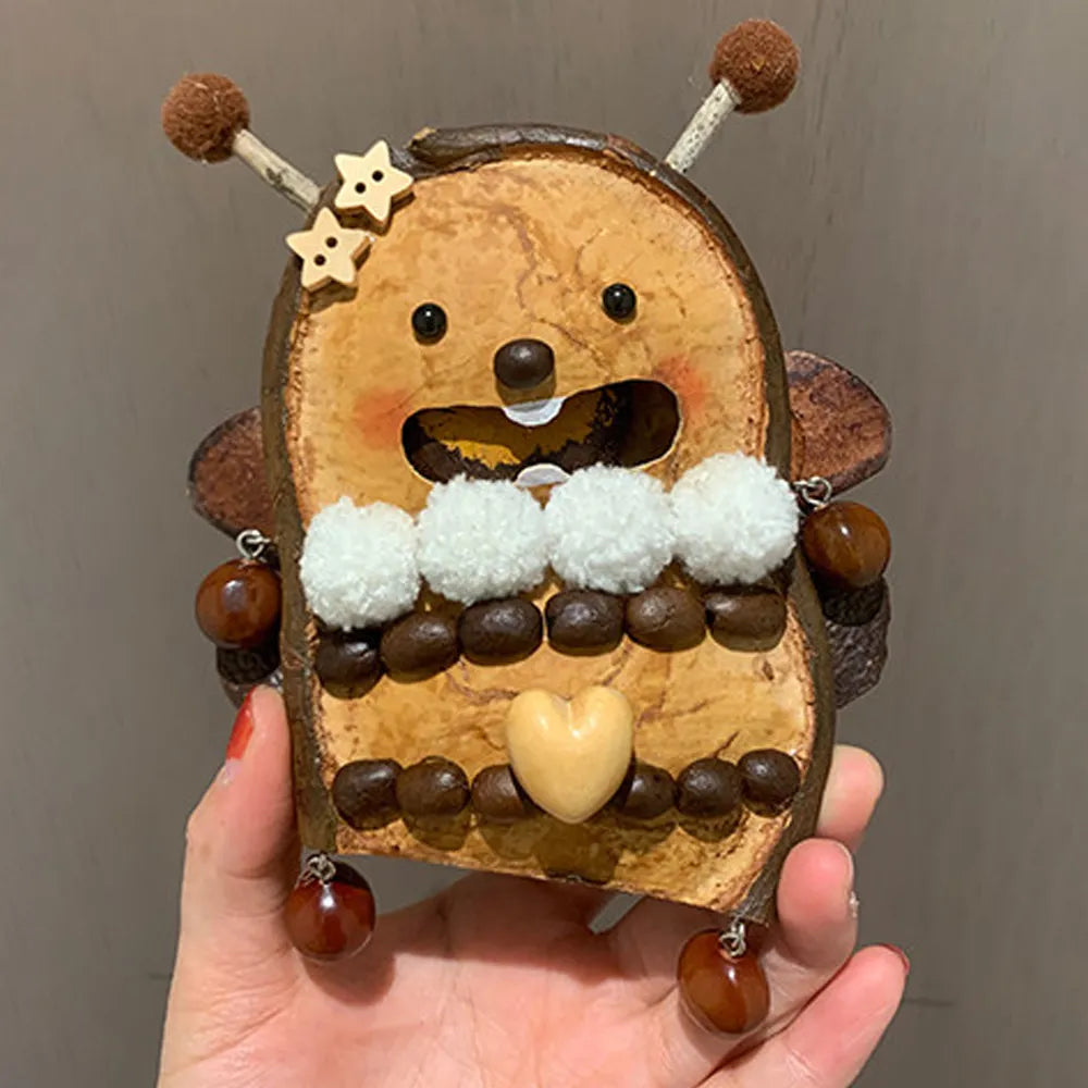 DIY Double-sided Bear Bee Soybean Pod Doll Natural Plant Material Doll Handbag Pendant